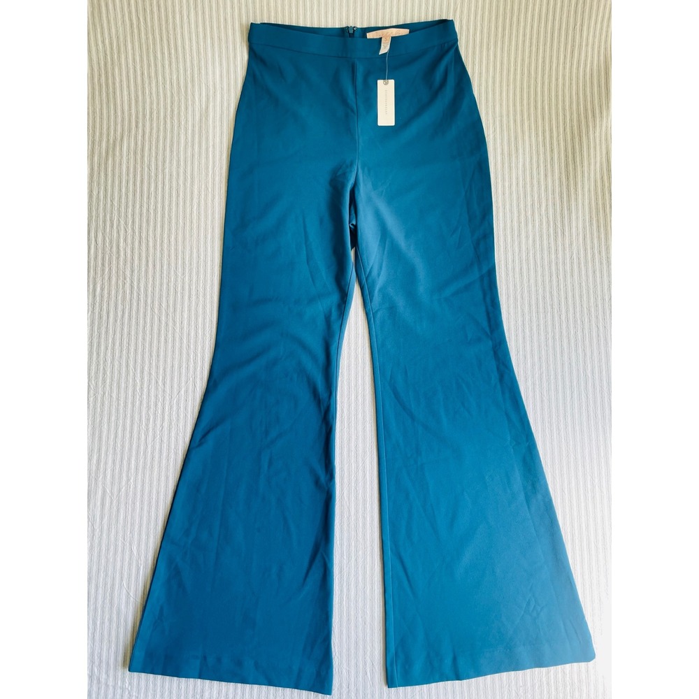 Hutch Anthropologie Turquoise Wide Leg Flare Pants High Waist Teal Size S NWT